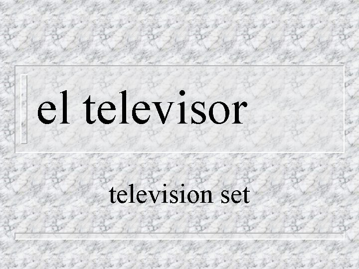 el televisor television set 