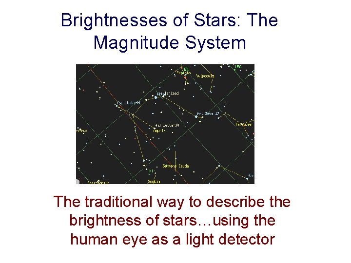 Brightnesses of Stars: The Magnitude System The traditional way to describe the brightness of