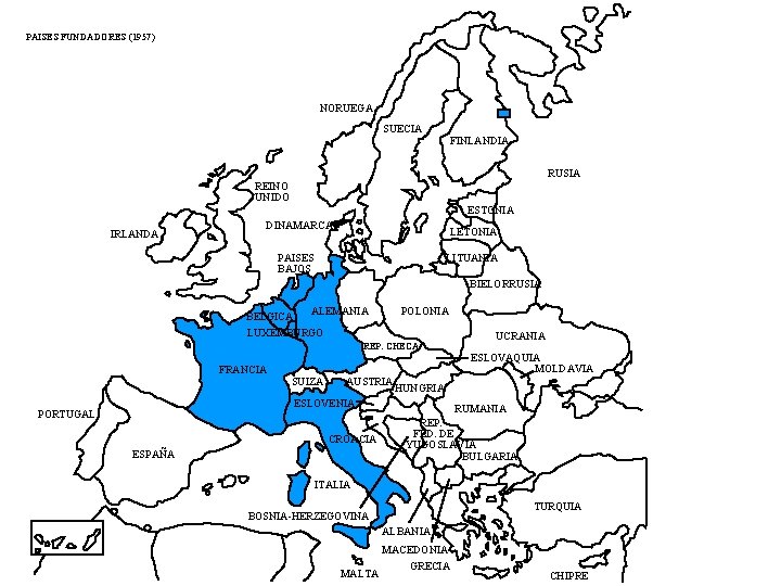 PAISES FUNDADORES (1957) NORUEGA SUECIA FINLANDIA RUSIA REINO UNIDO ESTONIA IRLANDA DINAMARCA LETONIA LITUANIA