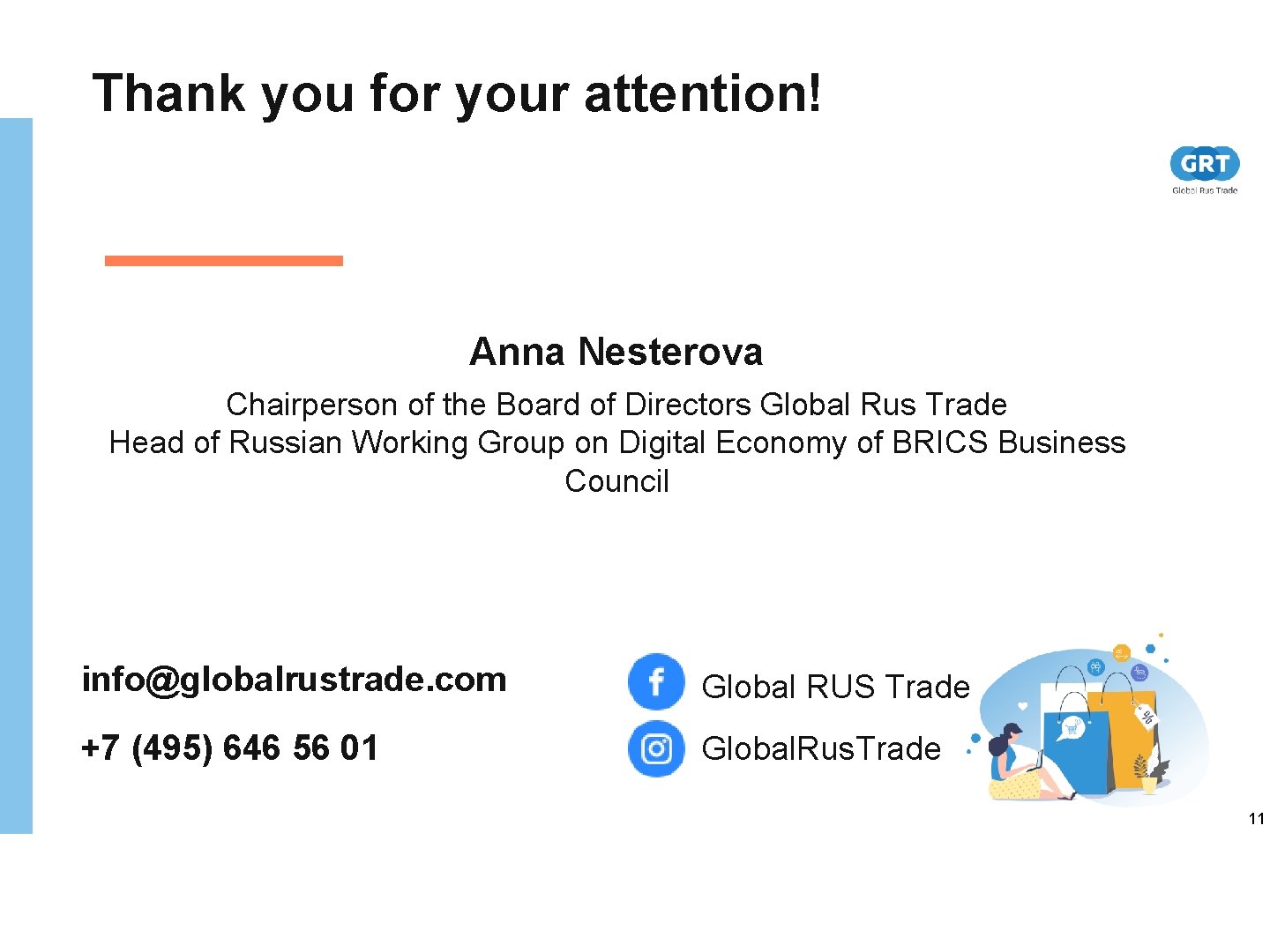 Thank you for your attention! Anna Nesterova Chairperson of the Board of Directors Global