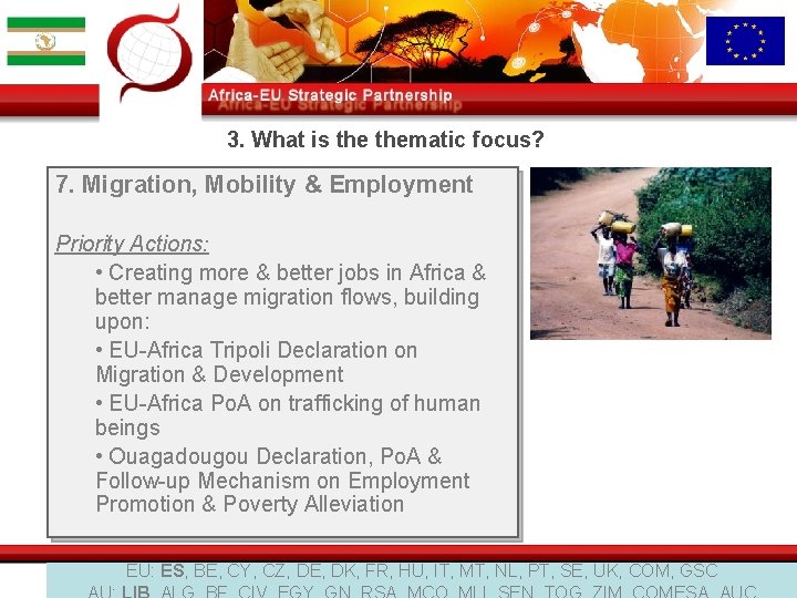 3. What is thematic focus? 7. Migration, Mobility & Employment Priority Actions: • Creating