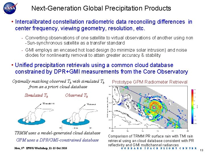 GPM Core: Reference Standard for Constellation Radiometers Next-Generation Global Precipitation Products • Intercalibrated constellation