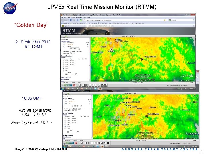 LPVEx Real Time Mission Monitor (RTMM) “Golden Day” 21 September 2010 9: 20 GMT