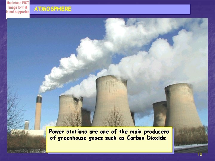 ATMOSPHERE Power stations are one of the main producers of greenhouse gases such as