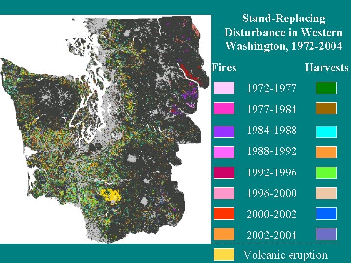 Stand-Replacing Disturbance in Western Washington, 1972 -2004 Fires Harvests 1972 -1977 -1984 -1988 -1992