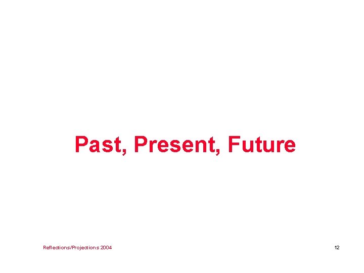 Past, Present, Future Reflections/Projections 2004 12 