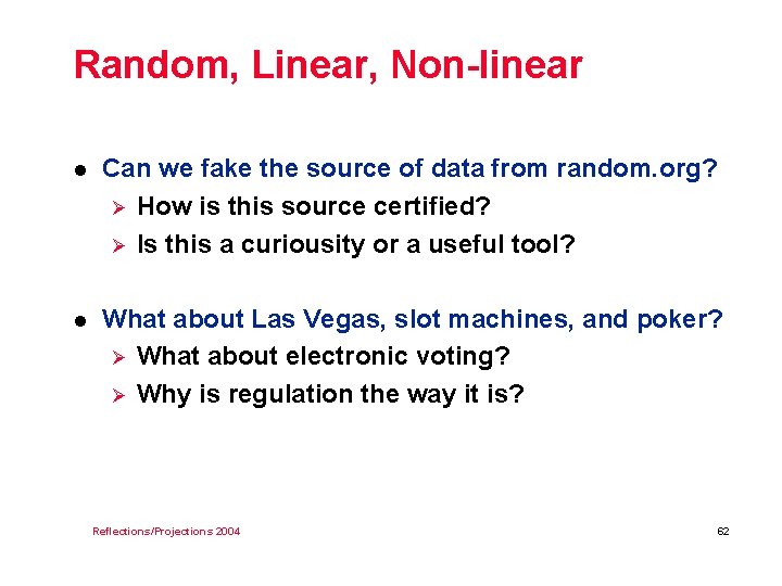 Random, Linear, Non-linear l Can we fake the source of data from random. org?