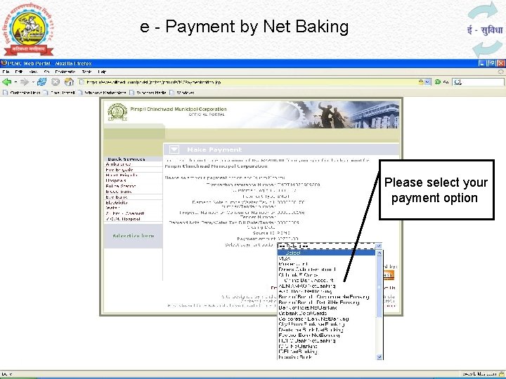 e - Payment by Net Baking Please select your payment option 