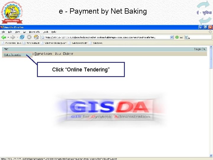 e - Payment by Net Baking Click “Online Tendering” 