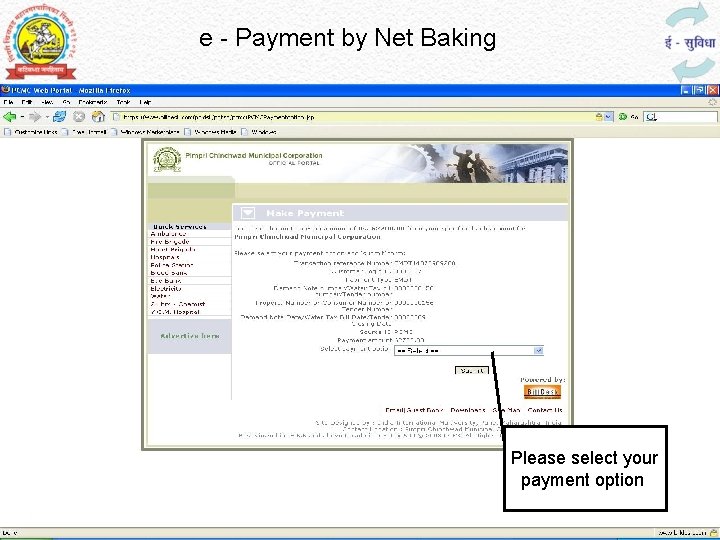 e - Payment by Net Baking Please select your payment option 