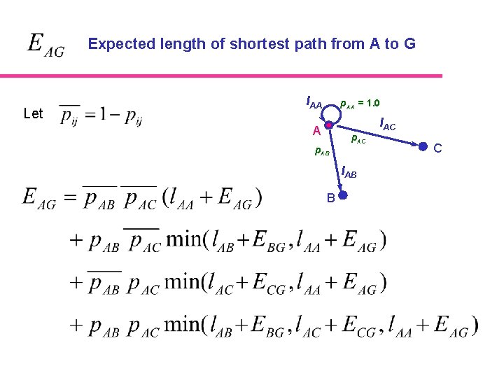 Expected length of shortest path from A to G Let l. AA p. AA