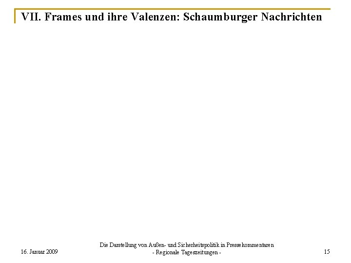 VII. Frames und ihre Valenzen: Schaumburger Nachrichten 16. Januar 2009 Die Darstellung von Außen-