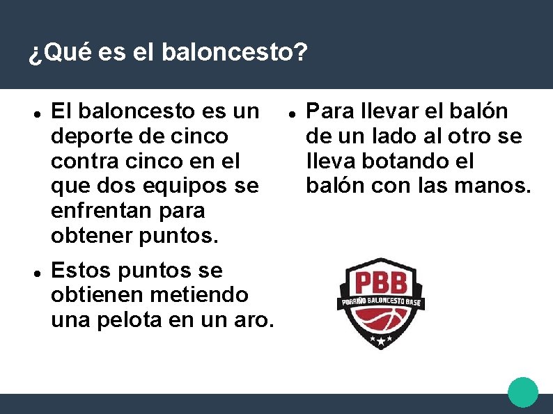 ¿Qué es el baloncesto? El baloncesto es un deporte de cinco contra cinco en