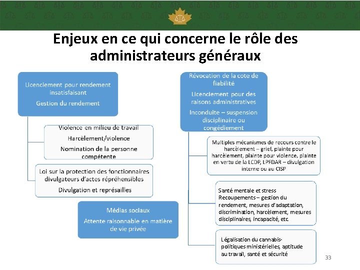 Enjeux en ce qui concerne le rôle des administrateurs généraux Termination for unsatisfactory performance