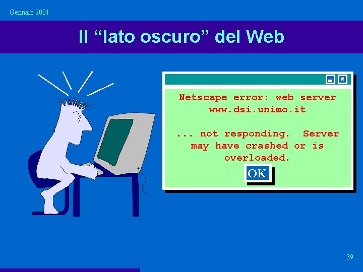 Gennaio 2001 Il “lato oscuro” del Web Netscape error: web server www. dsi. unimo.