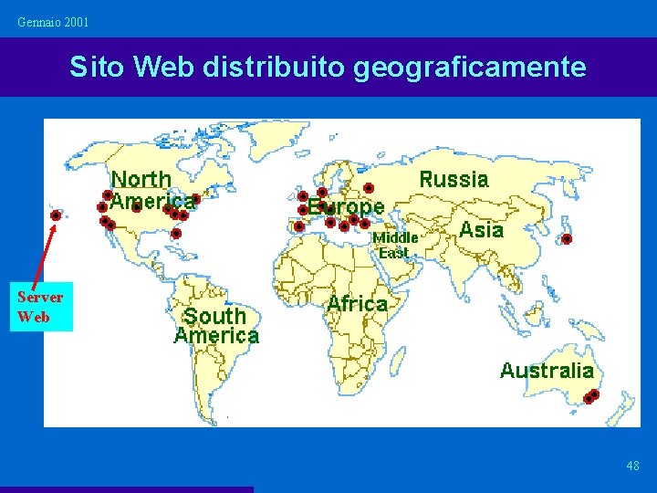 Gennaio 2001 Sito Web distribuito geograficamente Server Web 48 