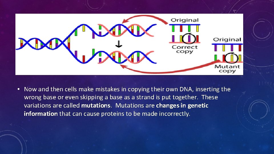  • Now and then cells make mistakes in copying their own DNA, inserting