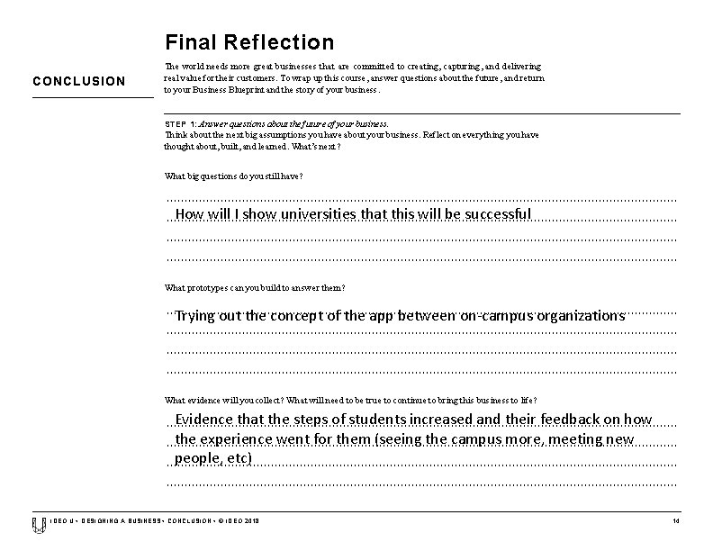 Final Reflection CONCLUSION The world needs more great businesses that are committed to creating,