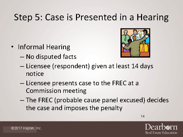 Step 5: Case is Presented in a Hearing • Informal Hearing – No disputed