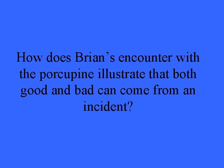 How does Brian’s encounter with the porcupine illustrate that both good and bad can