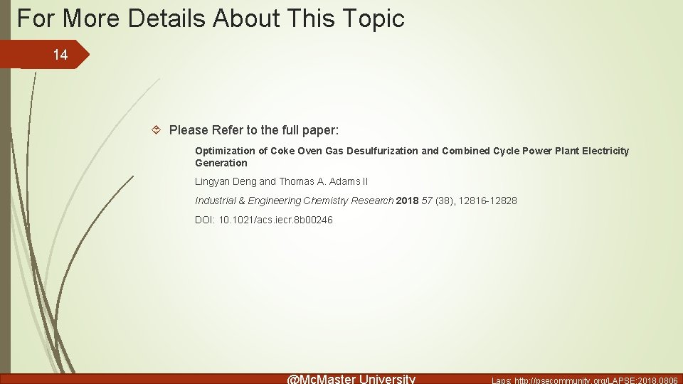 For More Details About This Topic 14 Please Refer to the full paper: Optimization