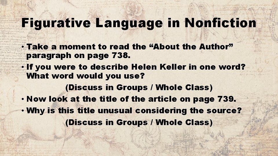 Figurative Language in Nonfiction • Take a moment to read the “About the Author”