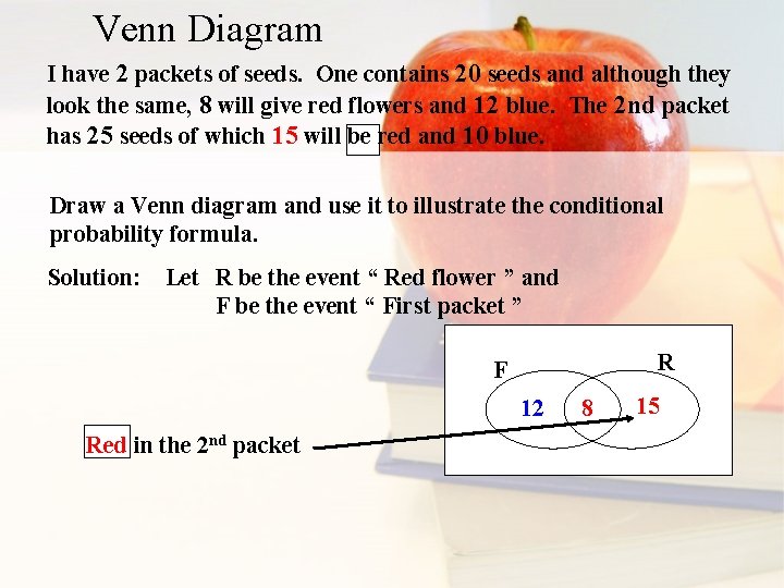 Venn Diagram I have 2 packets of seeds. One contains 20 seeds and although