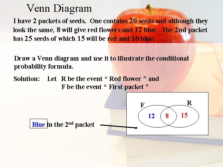 Venn Diagram I have 2 packets of seeds. One contains 20 seeds and although