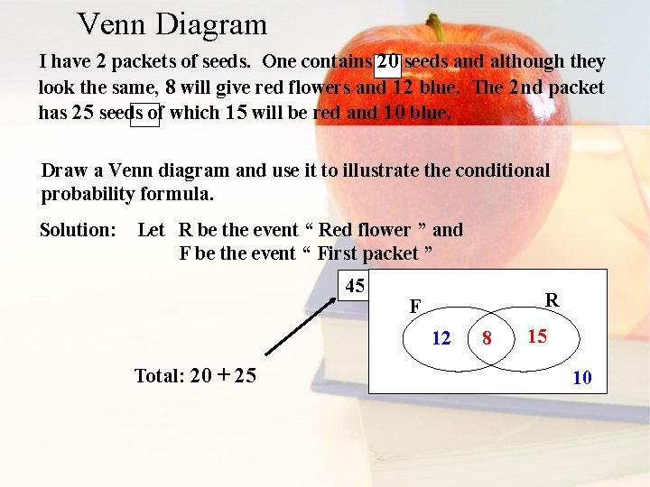 Venn Diagram I have 2 packets of seeds. One contains 20 seeds and although