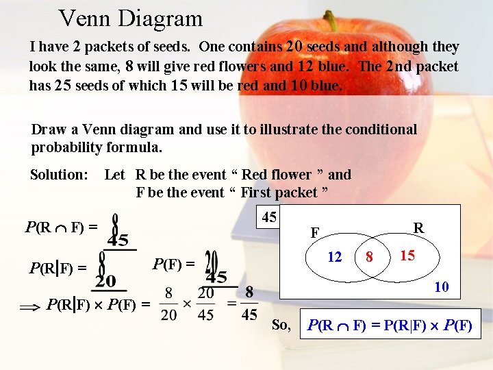 Venn Diagram I have 2 packets of seeds. One contains 20 seeds and although