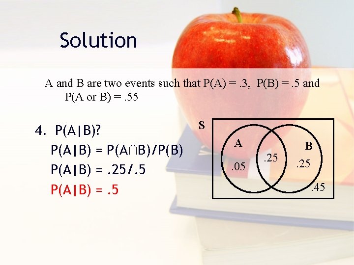 Solution A and B are two events such that P(A) =. 3, P(B) =.