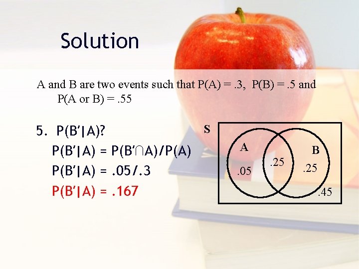 Solution A and B are two events such that P(A) =. 3, P(B) =.