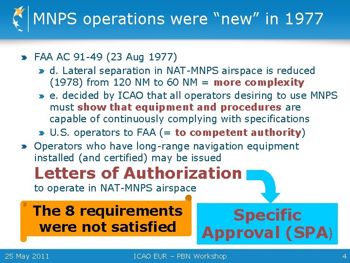 MNPS operations were “new” in 1977 FAA AC 91 -49 (23 Aug 1977) d.