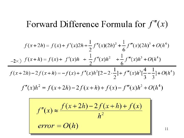 Forward Difference Formula for – 2 ） 11 