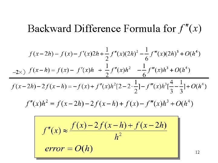 Backward Difference Formula for – 2 ） 12 