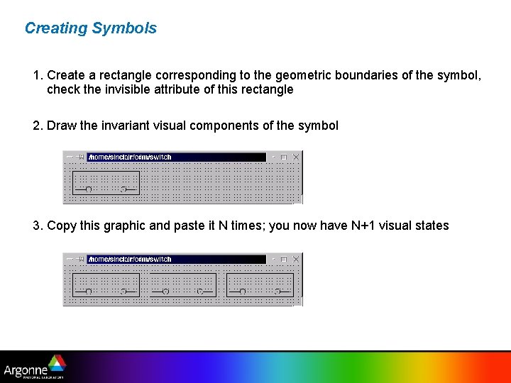 Creating Symbols 1. Create a rectangle corresponding to the geometric boundaries of the symbol,
