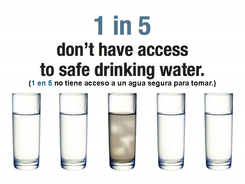 (1 en 5 no tiene acceso a un agua segura para tomar. ) 