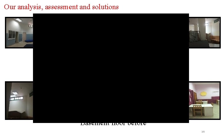 Our analysis, assessment and solutions Basement floor before 10 