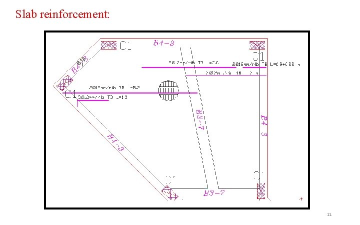 Slab reinforcement: 21 