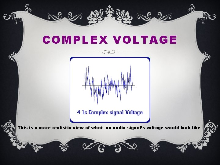 COMPLEX VOLTAGE This is a more realistic view of what an audio signal’s voltage