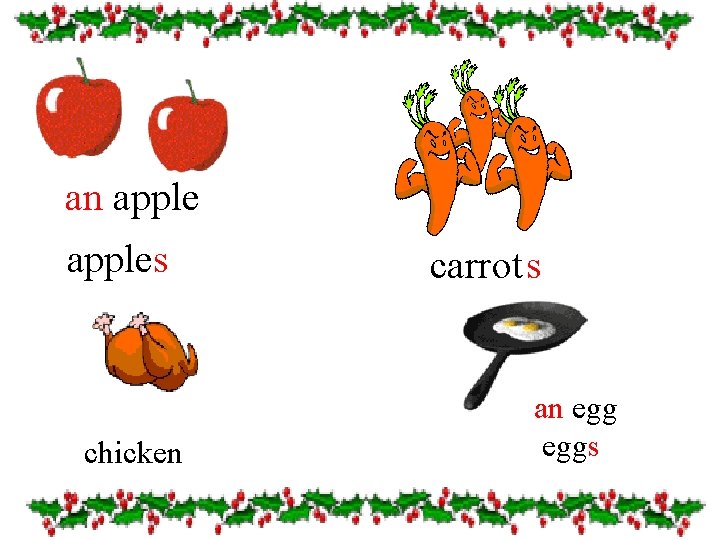 an apples chicken carrot s an eggs 