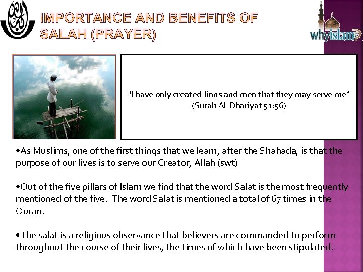 "I have only created Jinns and men that they may serve me“ (Surah Al-Dhariyat