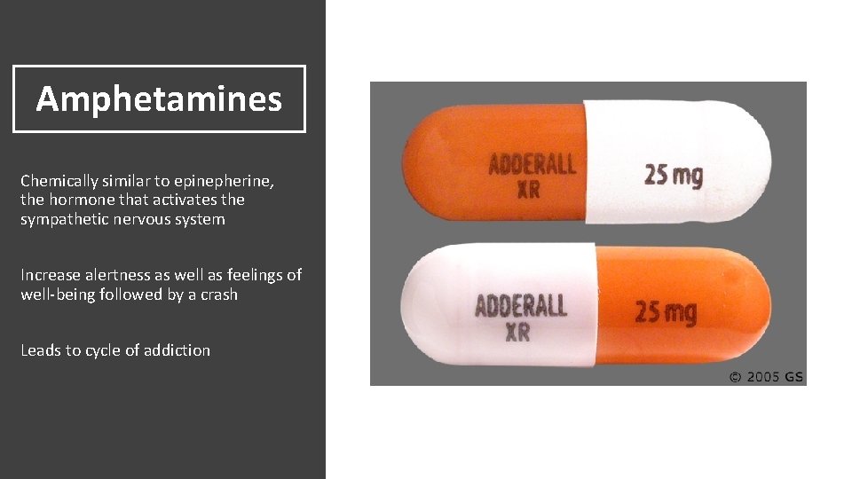 Amphetamines Chemically similar to epinepherine, the hormone that activates the sympathetic nervous system Increase