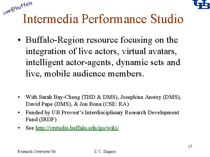 alo @ cse f buf Intermedia Performance Studio • Buffalo-Region resource focusing on the