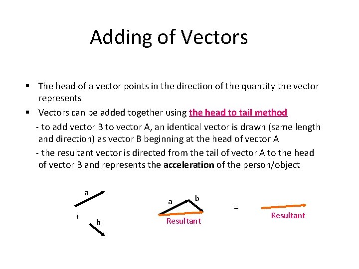 Adding of Vectors § The head of a vector points in the direction of Adding of Vectors § The head of a vector points in the direction of