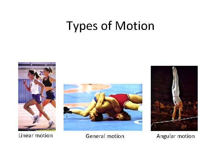 Types of Motion Linear motion General motion Angular motion Types of Motion Linear motion General motion Angular motion