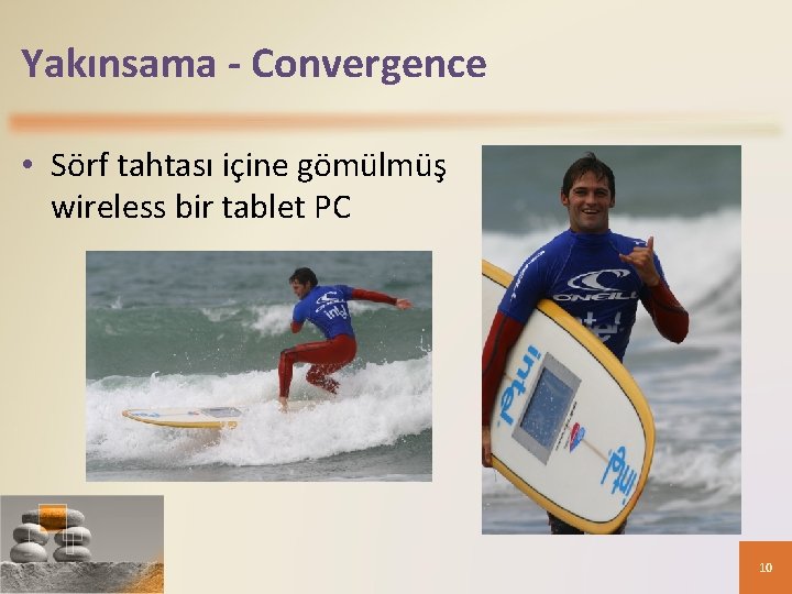 Yakınsama - Convergence • Sörf tahtası içine gömülmüş wireless bir tablet PC 10 