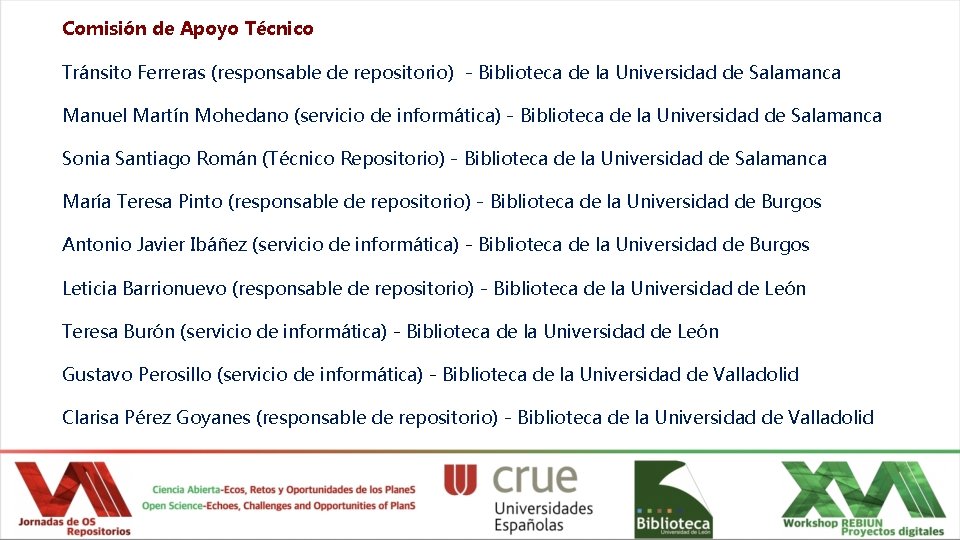 Comisión de Apoyo Técnico Tránsito Ferreras (responsable de repositorio) - Biblioteca de la Universidad