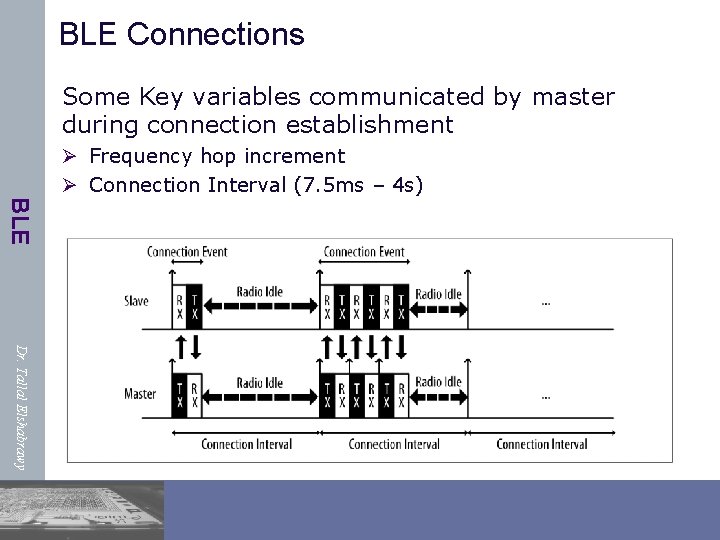 BLE Connections Some Key variables communicated by master during connection establishment Ø Frequency hop