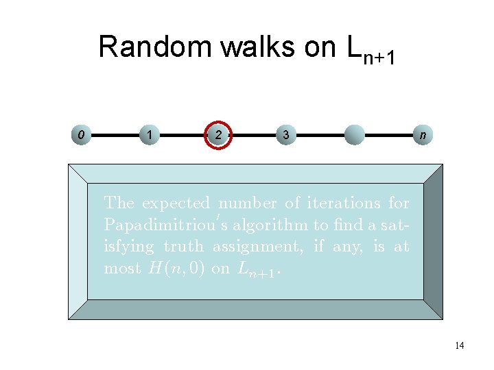 Random walks on Ln+1 0 1 2 3 n The expected number of iterations